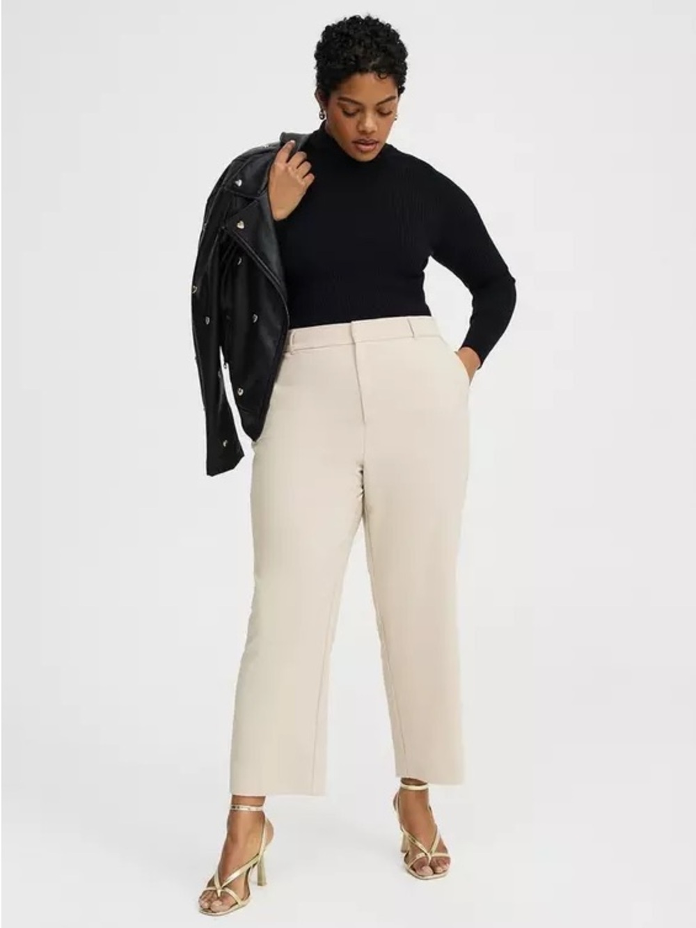 Torrid size 20 tall NWT Cream High-Rise Straight Crop Pants